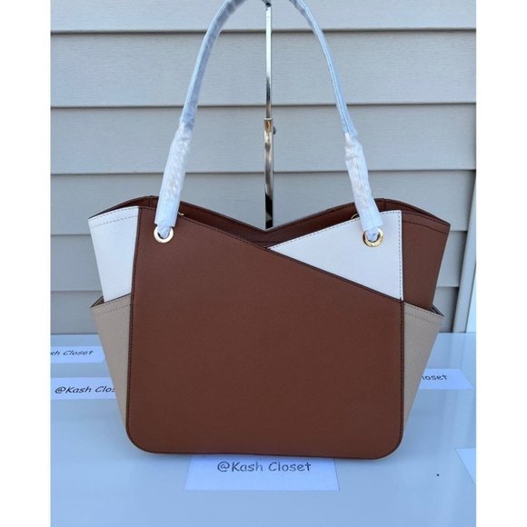 Michael Kors Jet Set Large  XChain ColorBlock Leather Tote Bag -Camel Multi - Picture 4 of 10